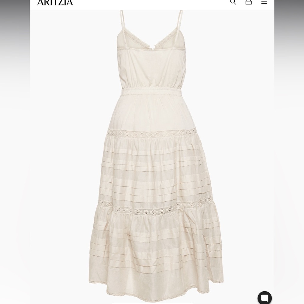 Aritzia Cream Eyelet Tiered Spaghetti-Strap Maxi Dress - Feminine Lace Detail - Picture 2 of 8
